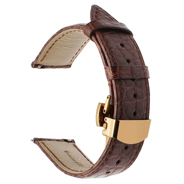 Ремешок для часов из натуральной кожи аллигатора 18 мм 20 мм 22 мм для Patek Philip Zenith Ulysse Nardin Blancpain, ремешок для часов Croco - Цвет ремешка: Brown RG