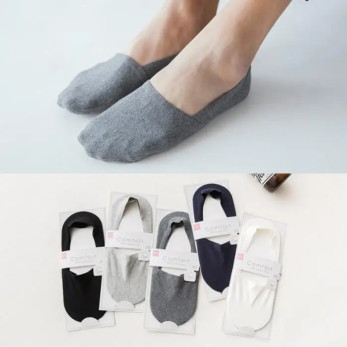 Hot 5 Pairs Anti-slip Silicone No Show Socks Soft Cotton Breathable for Summer MSK66
