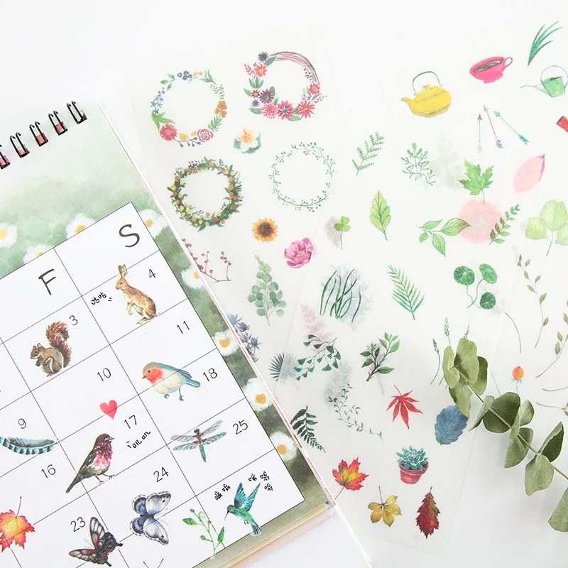 Cartoon Flower Leaf Paper Washi Stickers DIY Diary Sticker Scrapbook Stationery