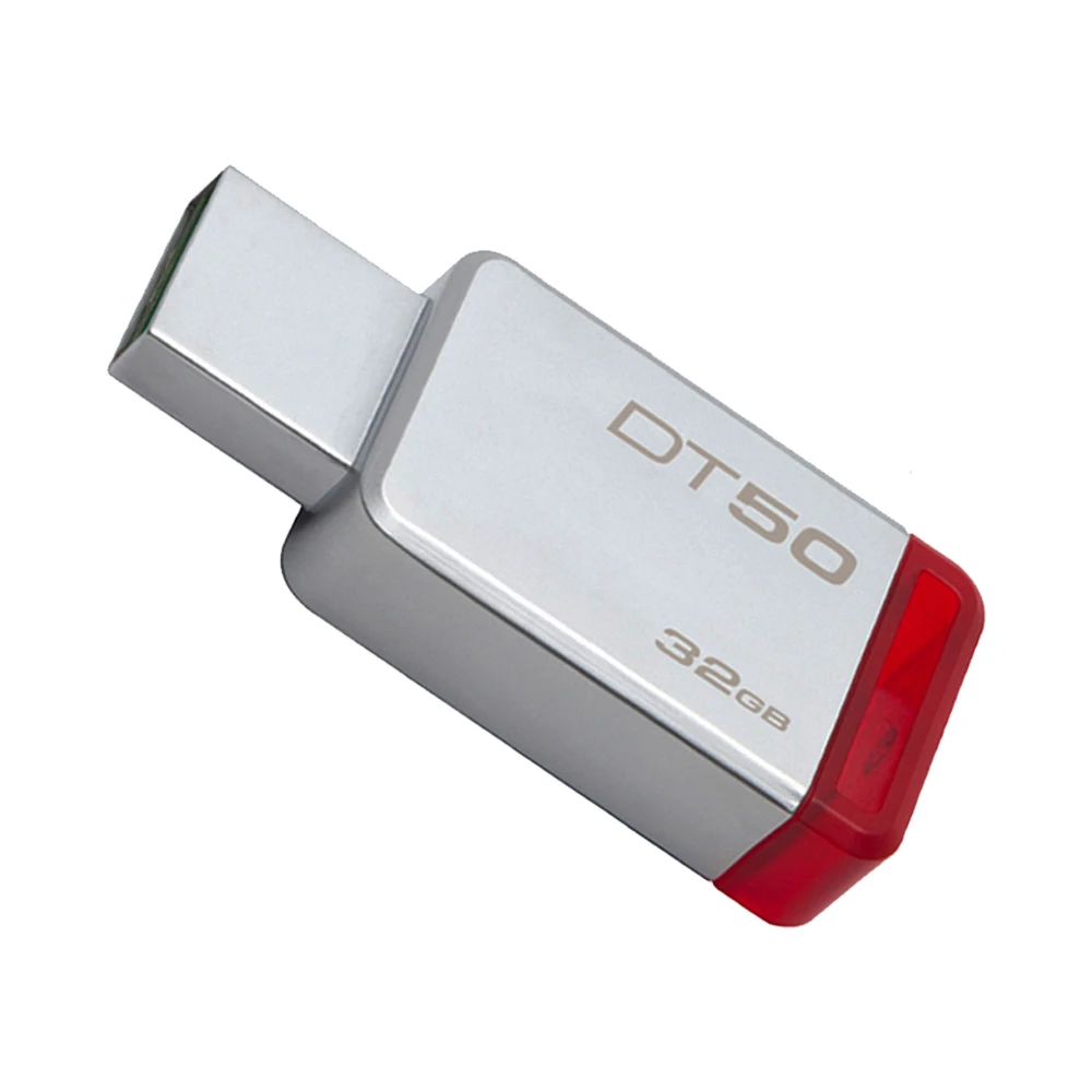 Kingston DataTraveler DT50 32 GB-Memoria USB (USB 3,0 DE 32 GB USB tipo-A tipo Llave) Color Plata y Rojo