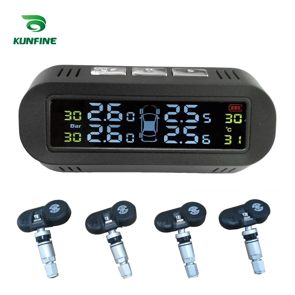 HUB Smart Car TPMS Tyre Pressure Monitoring System Solar Energy TPMS Digital LCD Display Auto Security Alarm Systems With 4 Sensors C (3)