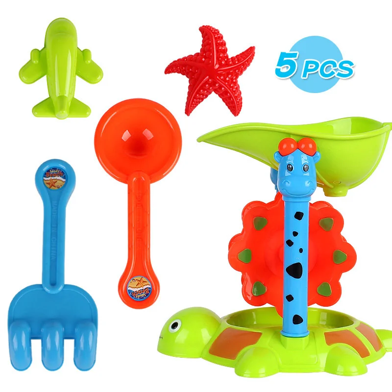 

5PCS/Set Kids Sand Toys Summer Beach Party Toys Sandbox Toys Funny Hourglass Set Bucket Watering can For Boy Girls Birthday Gift
