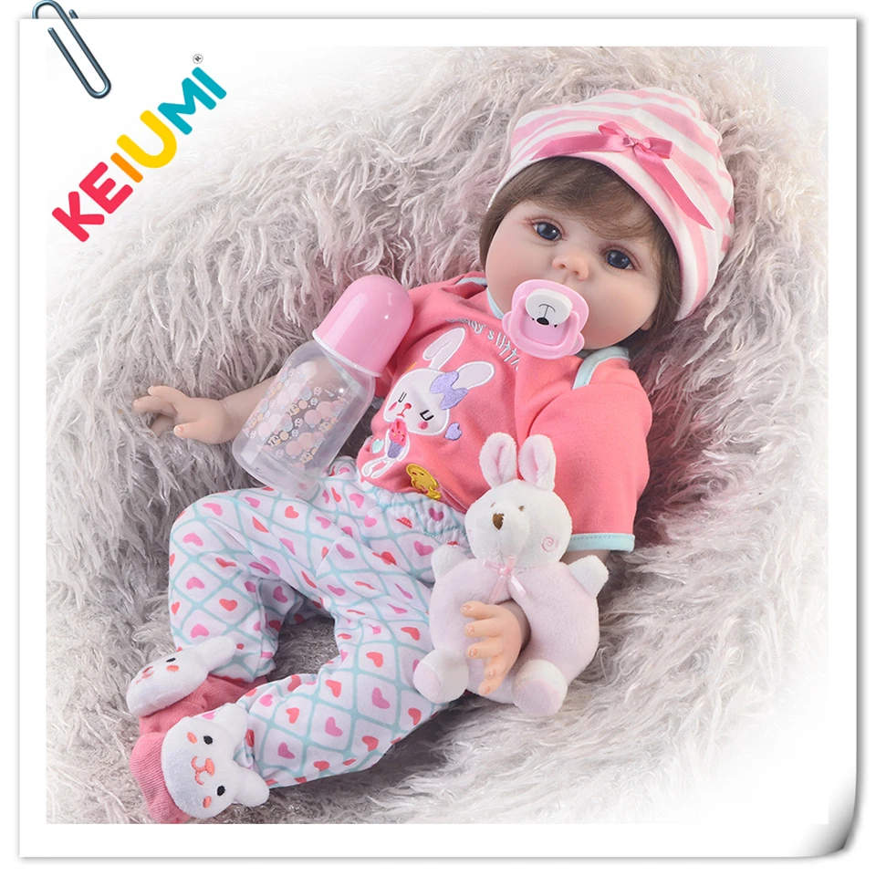 

KEIUMI 2018 Wholesale DIY Toys Soft Silicone Reborn Baby Dolls 55 cm Baby Girl Playmates Lifelike 22'' Doll Baby Alive Princess