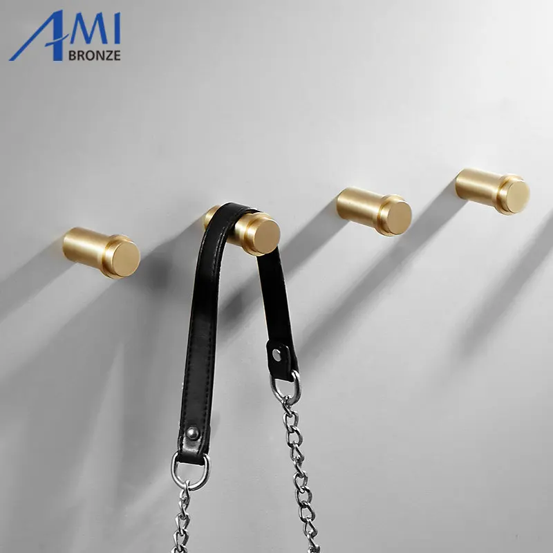Brass Hook Brushed Robe Hooks Clothes Hook Wall Mounted Bathroom