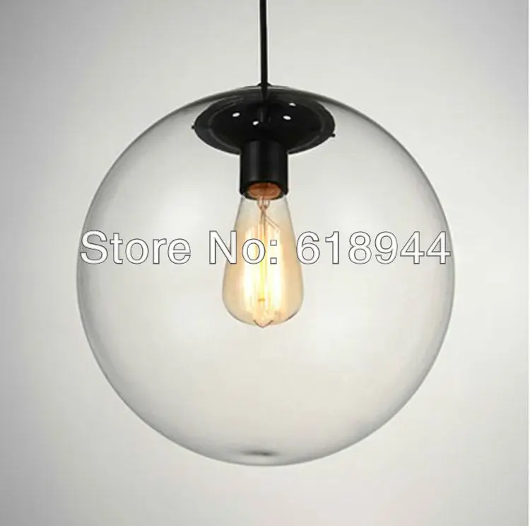 

HOT Selling 25 CM Clear Glass Ball Pendant Lights for Dining Room Modern, Hanging Bar Lights Light Fixtures Free Shipping