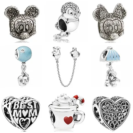 

Punk Simple Style Leaf Scarecrow Bag Enamel Umbrella Charms Beads Fit Pandora Bracelets Necklaces for Women Silver Color DIY