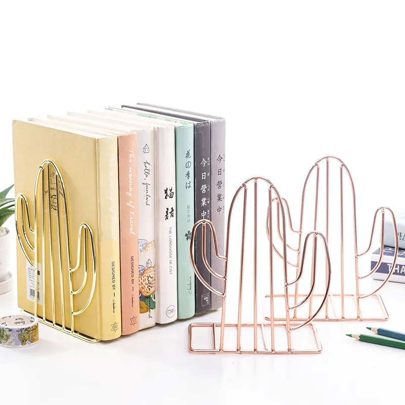 

2PCS/Pair Creative Cactus Flamingo Love Shaped Metal Bookends Desk Organizer Storage Holder Shelf Iron Support Holder For Books