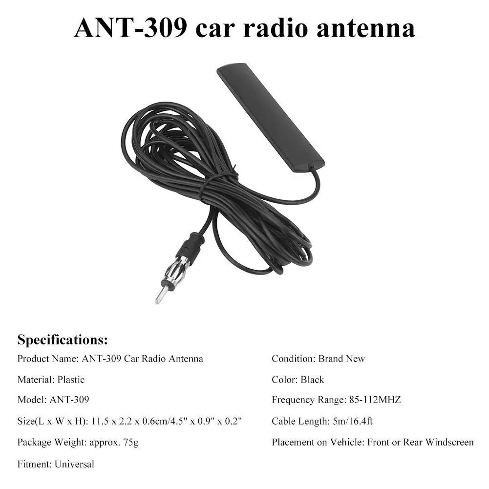 Авто-ANT-309 Автомобильная Радио Антенна-Универсальная автомобильная fm-радио антенна патч черный радио антенна усилитель антенна ветровое стекло крепление 8