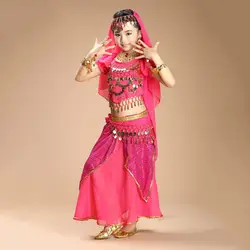 Фантазия танец живота костюм для девочки Multi Цвет плюс Размеры бахрома юбка + топы одежды фламенко индийский традициям показывая костюм q4040