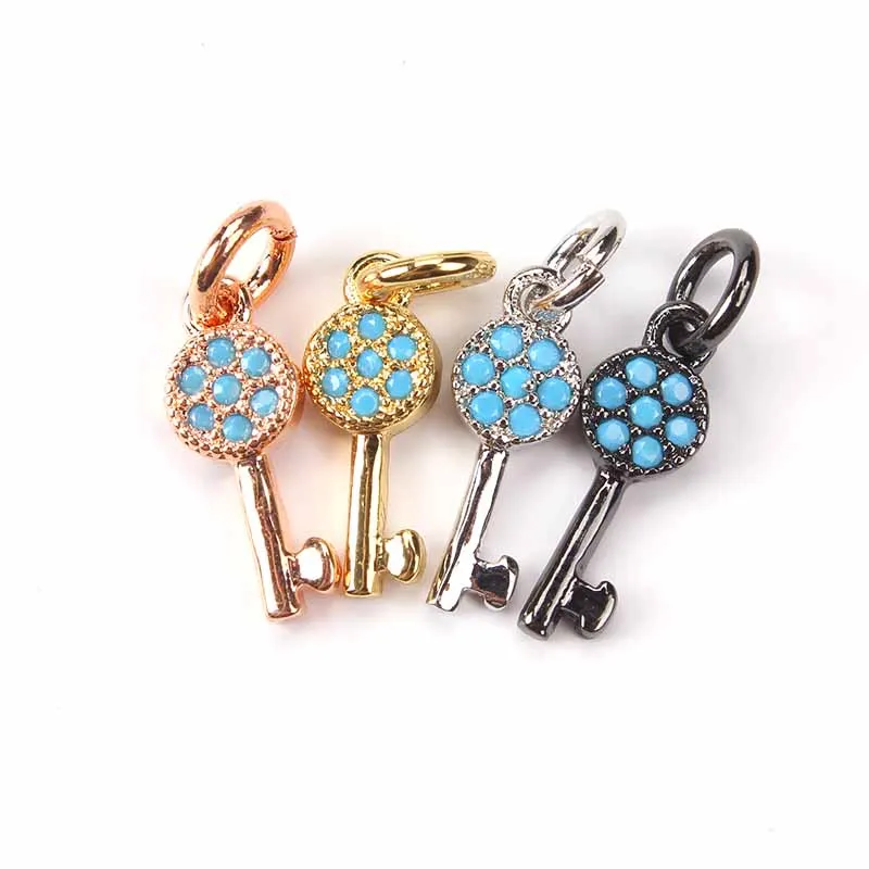 1pc Hot Selling Jewelry Shining Zircon Locks & Keys Charms For Jewelry