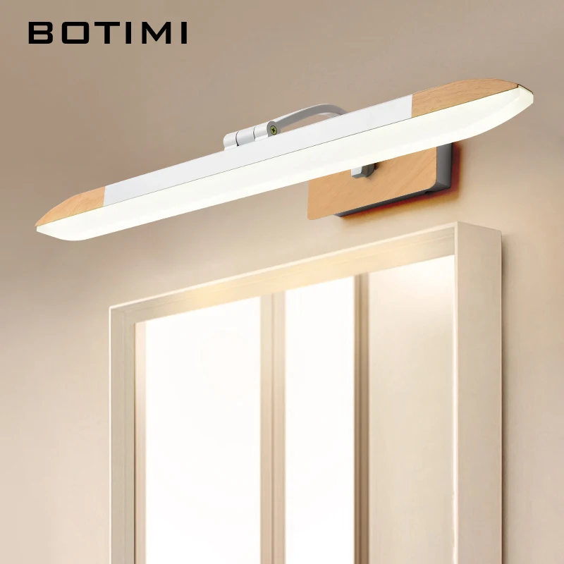 

BOTIMI Adjustable Mirror Light For Bathroom Nordic LED Wall Lamp With Metal Lampshade Bedroom Wall Lamps Room Lighting Fixtures