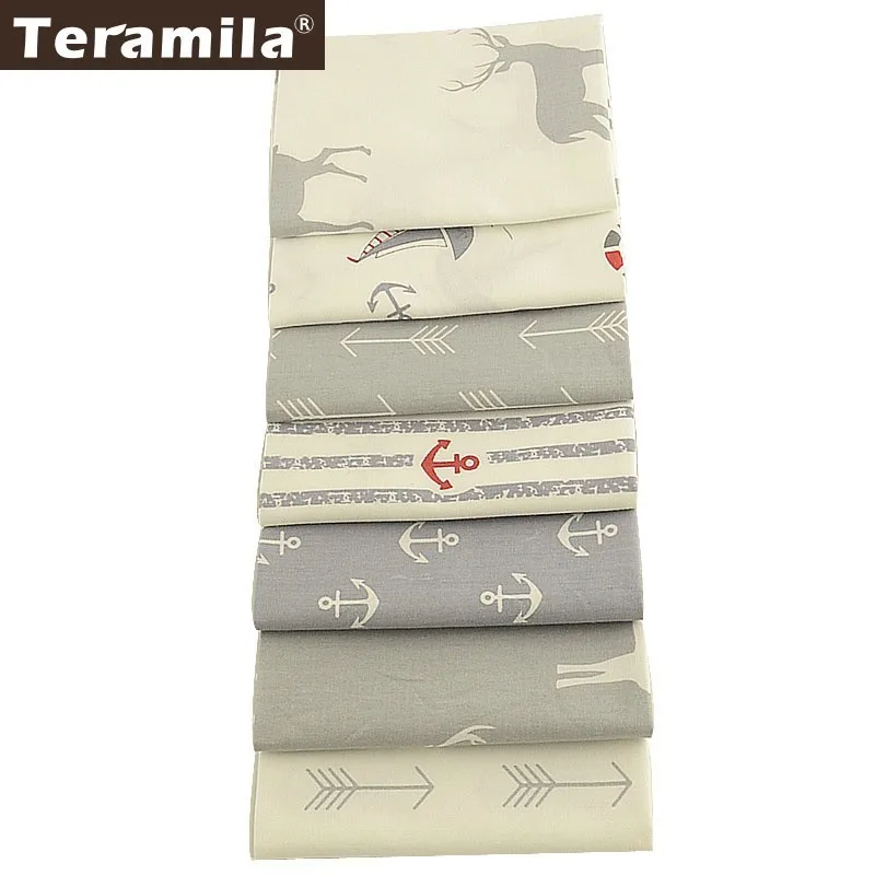 Teramila серый Serise Fat Quarters хлопок саржевая Ткань DIY шитье лоскутное 7 шт./40 см x 50 см домашний текстиль Tissus Скрапбукинг