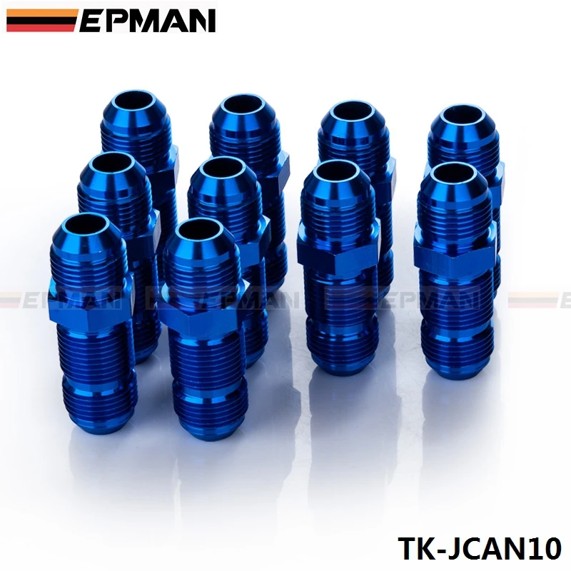 10AN AN-10 7/8 MALE THREAD STR AIGHT BULKHEAD FLARE BLUE ALUMINUM FINISH FITTING TK-JCAN10
