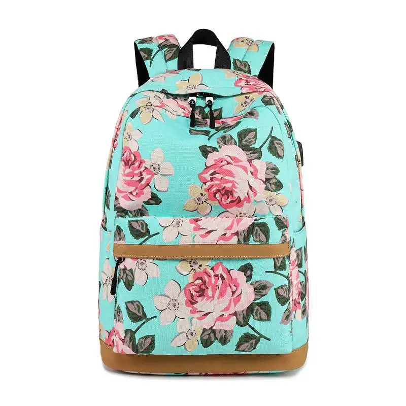 Для подростков, школьный рюкзак, набор из плотной ткани с цветочным принтом; платье принцессы для девочек, детские школьные рюкзаки, детские рюкзаки, портфели, сумки для школы - Цвет: green 1 piece