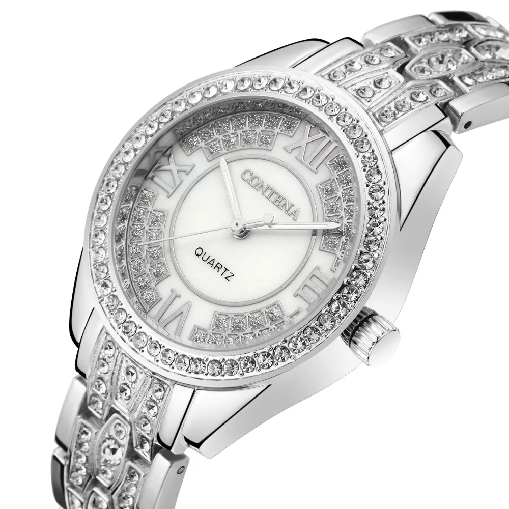 

CONTENA Brand Watches For Women Silver Luxury Ladies Watch Stainless Steels Straps women watches fashion Clock relogio feminino