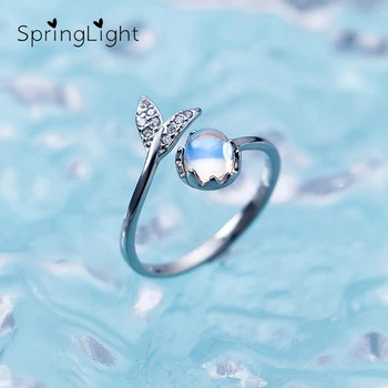 

SpringLight Mermaid Foam Design Crystal Ring Real 925 Sterling Silver Blue Tail Gemstone Rings for Women Jewelry Ladies Gift