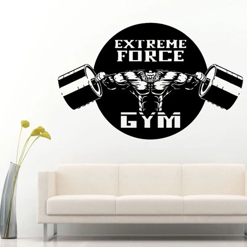 Gym Sticker Fitness Barbell Crossfit Muscle Decal Body-building Posters Vinyl Wall Decals Parede Decor Mural Gym Sticker