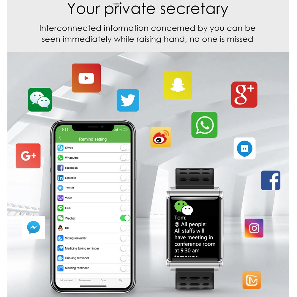 Free strap Makibes CK02 Smart Watch Men Women Blood Pressure Heart Rate Monitor Fitness Tracker Clock Smartwatch For IOS Android