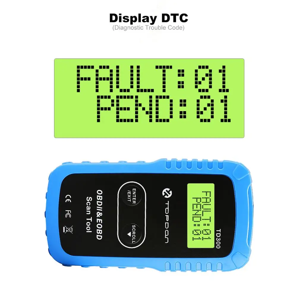 TOPDON OBD2 сканер TD300 Читайте стирания коды неисправностей кодов I/м Readiness для