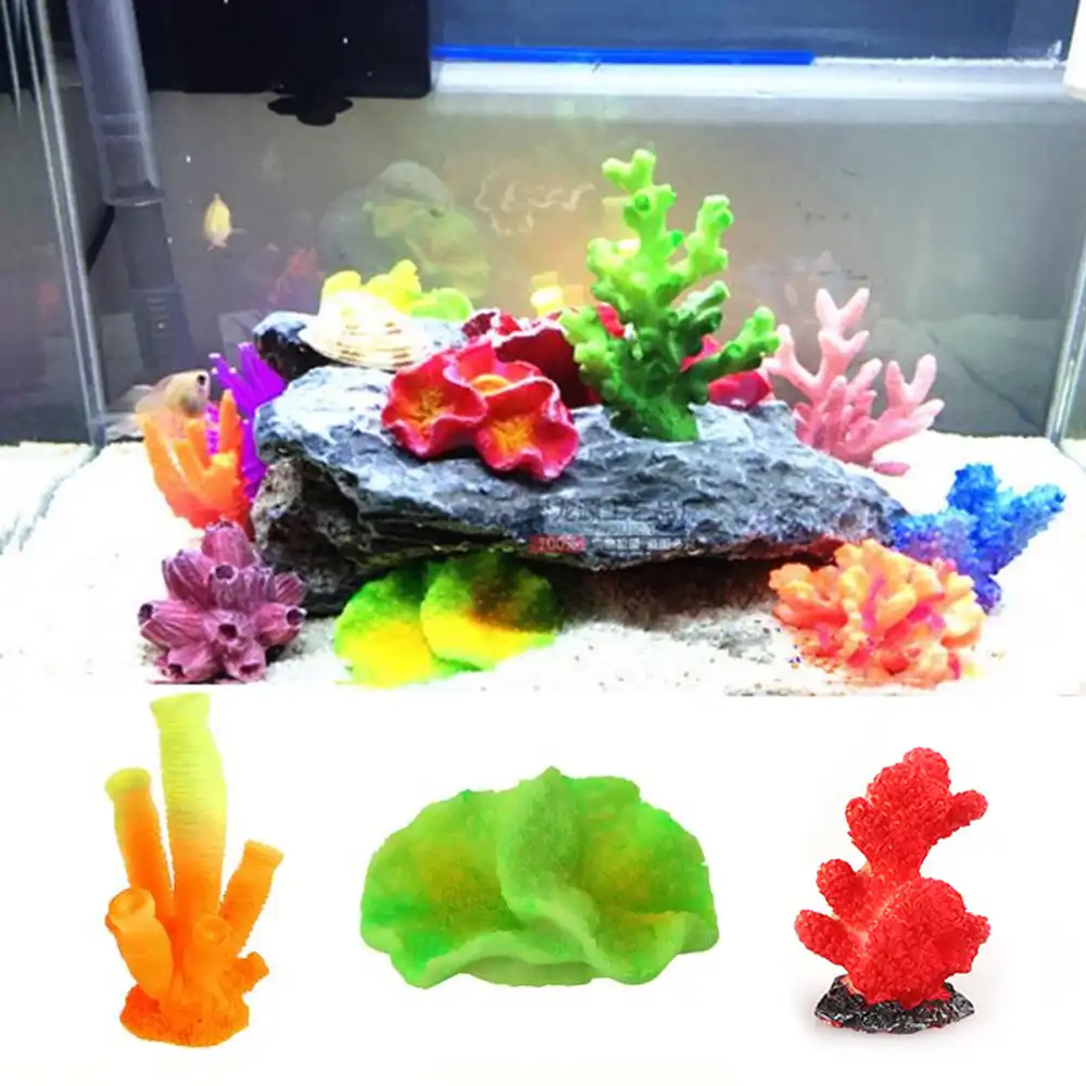 Artificial Coral Aquarium Underwater Starfish Landscape Soft Fish