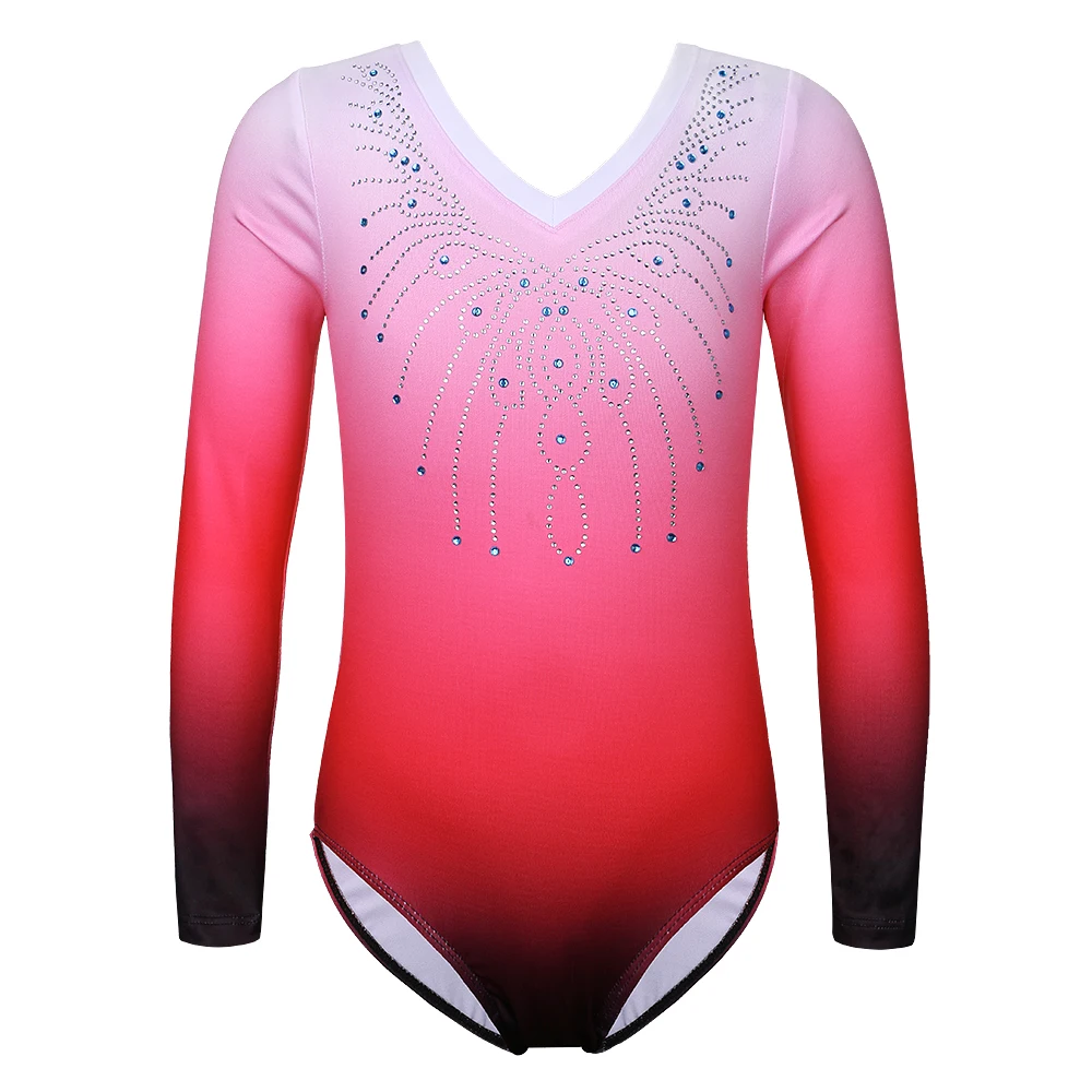 

BAOHULU Girls Long Sleeve Ballet Dancer Leotards Gymnastics Dress Child's Dance Class Ballet Exercise Stage Performance Clothing