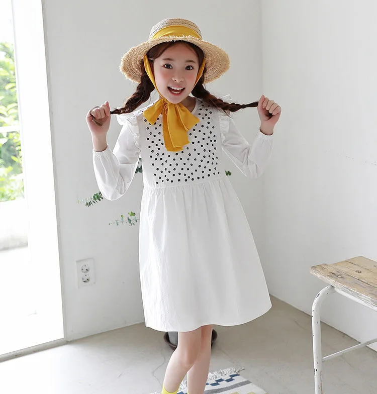 dot cotton teenage baby girl autumn dress with long sleeve 2018 children's ruffles dresses toddler girls clothing kids clothes (14)