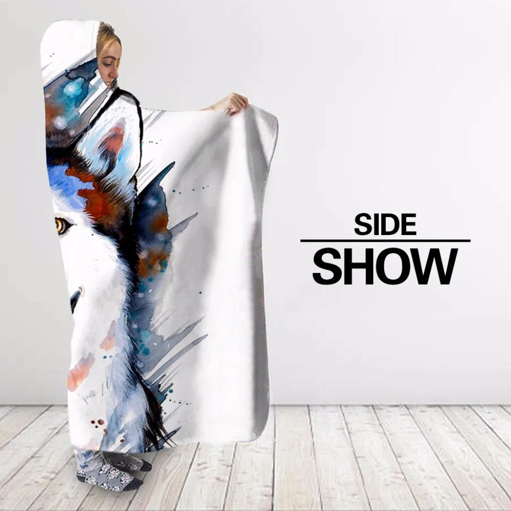 Милое плюшевое покрывало с капюшоном и 3D принтом собаки для взрослых молодых