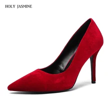 2018 New Women's Shoes fashion sexy high heel shoes pointed toe woman pumps velvet stiletto heels party dress Red black shoes цена 2018 New Women's Shoes fashion sexy high heel shoes pointed toe woman pumps velvet stiletto heels party dress Red black shoes цены онлайн