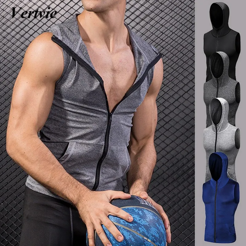 Buy Vertvie Male Sleeveless Gym Vests Fitness Zipper