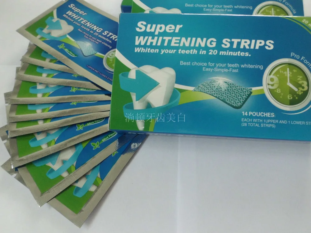 

Free shipping 28pc 6% Hydrogen Peroxide Teeth Whitening Strips 14 applications, Double Elastic Gel Strips