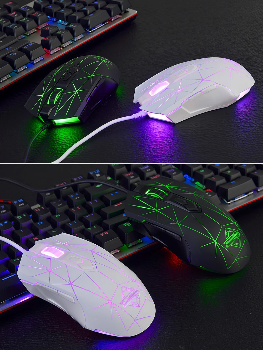 Профессиональная Проводная игровая мышь Ajazz AJ52 7 режимов RGB подсветки