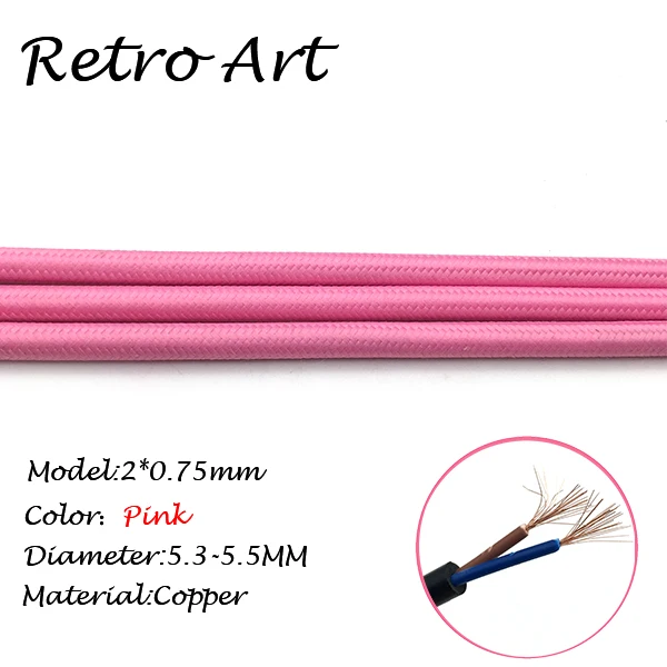 Оранжевый Эдисона лампочка кабель плетеный освещение Flex Античная текстильная Лампа Шнур светильник из ткани кабель - Цвет: Pink