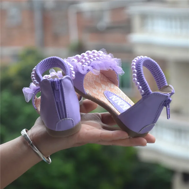 Фиолетовая, розовая, белая детская обувь; обувь принцессы для девочек; модные сандалии для девочек; Детские дизайнерские тонкие туфли; новые летние сандалии для девочек