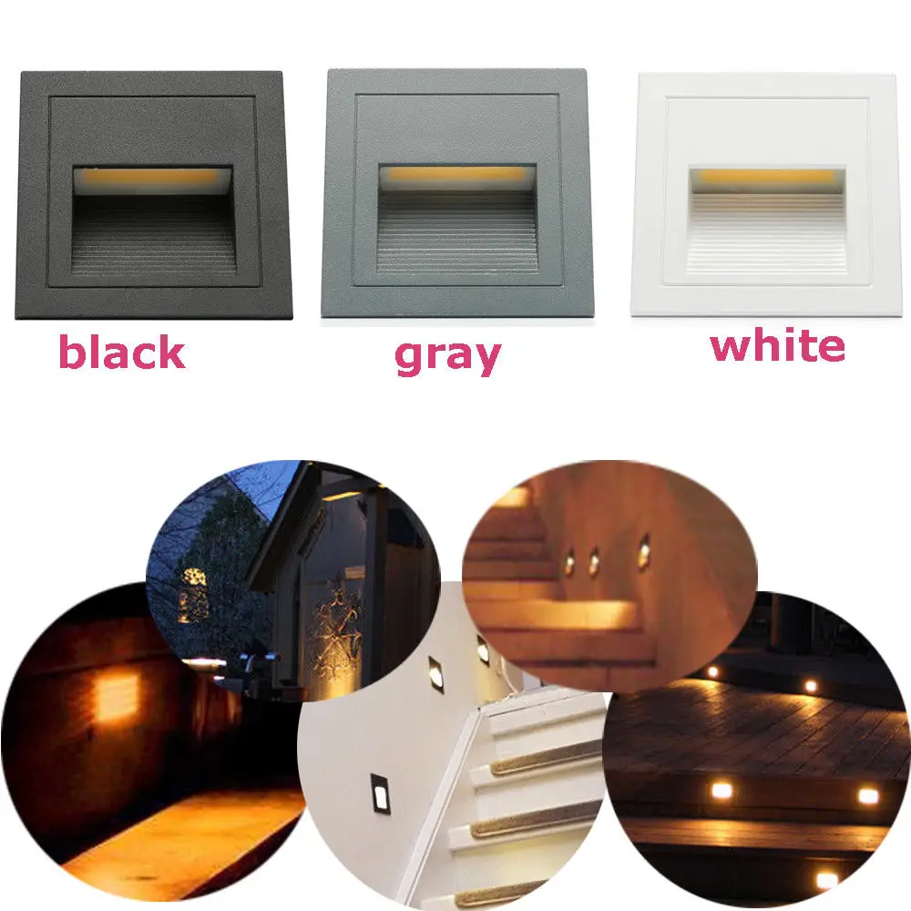 8PCS 3W Outdoor Wall Plinth Stair Step Light Corridor Corner Lamp