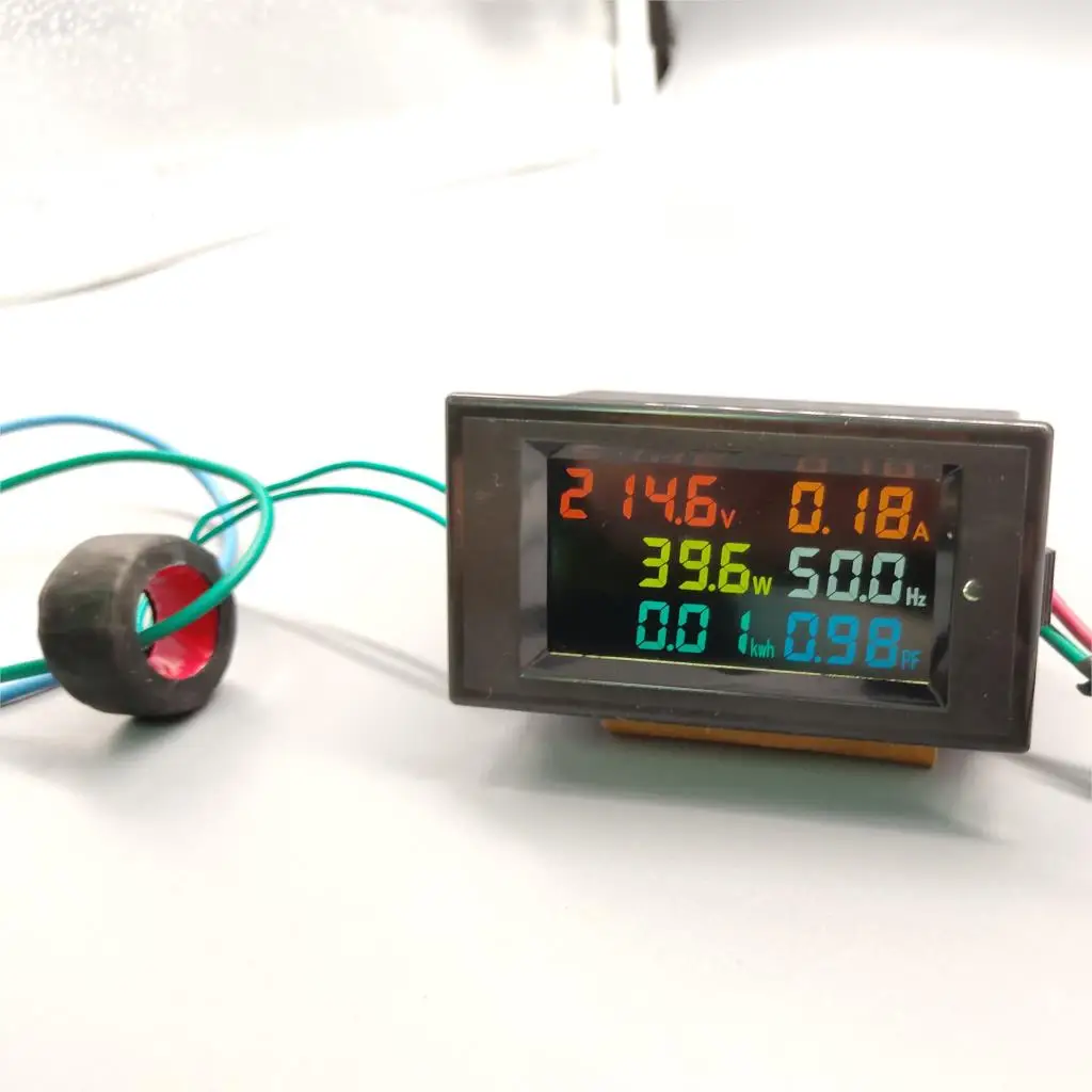 Online Monitor 6IN1 AC 110V 220V 380V 100A voltaje corriente Factor de potencia activo KWH energía eléctrica medidor de frecuencia Digital LCD VOLT AMP