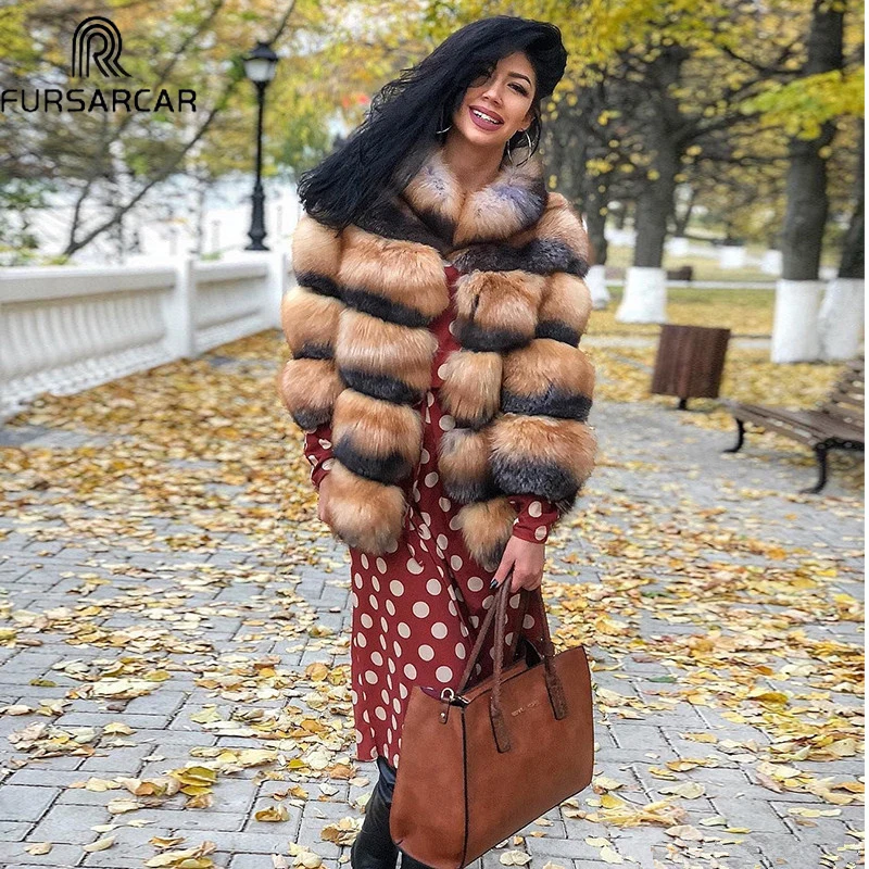 FURSARCAR индивидуальная зимняя шуба из натурального меха Женский Роскошный