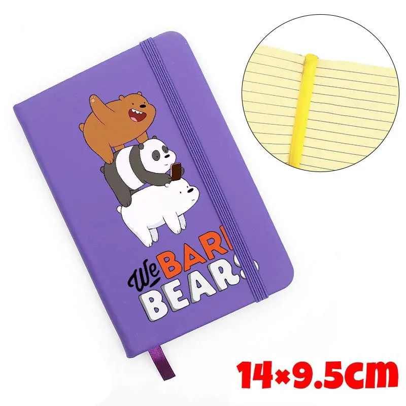 

14*9.5cm We Bare Bears Small Pocket Notebook Notepad Mini Portable Notebook Daily Memos PU Cover Study Notebooks Gift