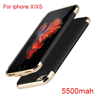 Для Iphone 6 6s 7 8 аккумулятор черный чехол Зарядное устройство ультра тонкий внешний резервный чехол для Iphone X XS 7 8 Plus power Bank - Цвет: For iPhone X XS