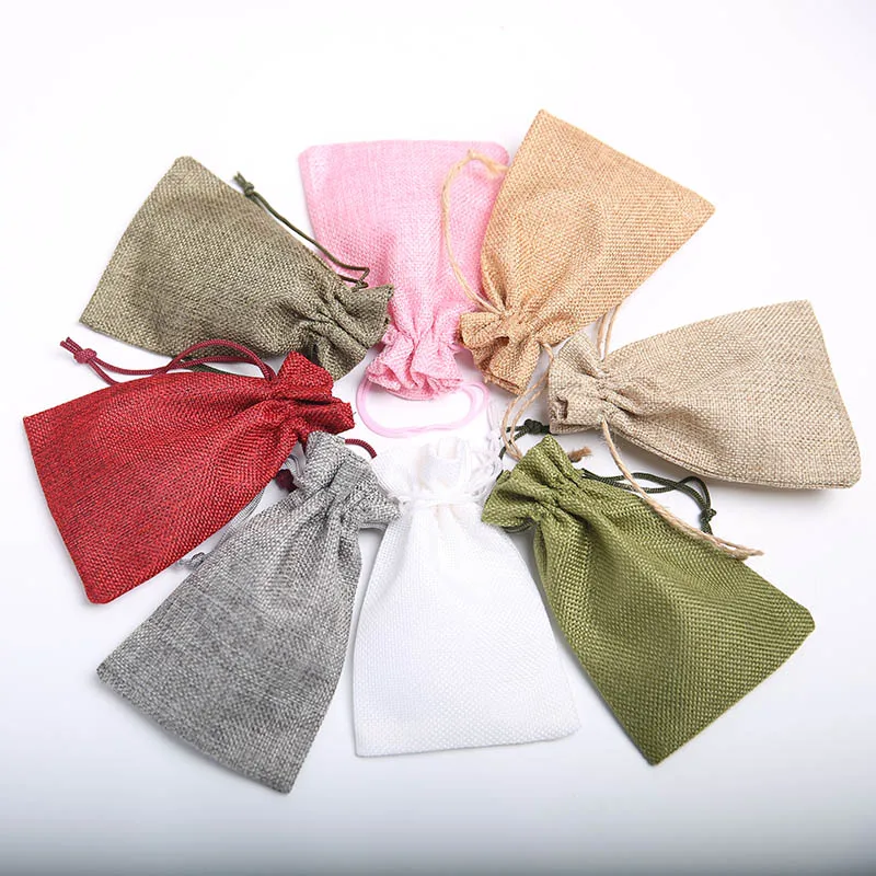 10 15cm linen jute bag ornament bag food decoration bag wedding gift storage bundle pocket small