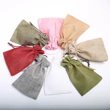 10 * 15cm linen jute bag ornament bag food decoration bag wedding gift storage bundle pocket small package 10 pack