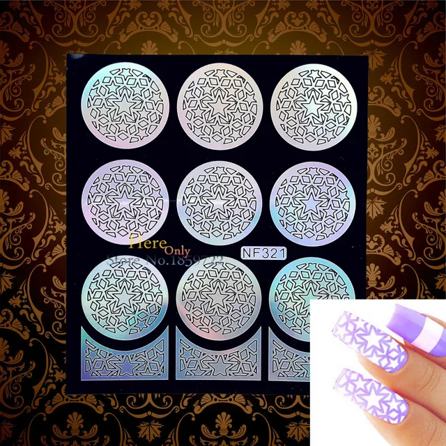 cute star laser hollow nail vinyls foil template ultra thin nail