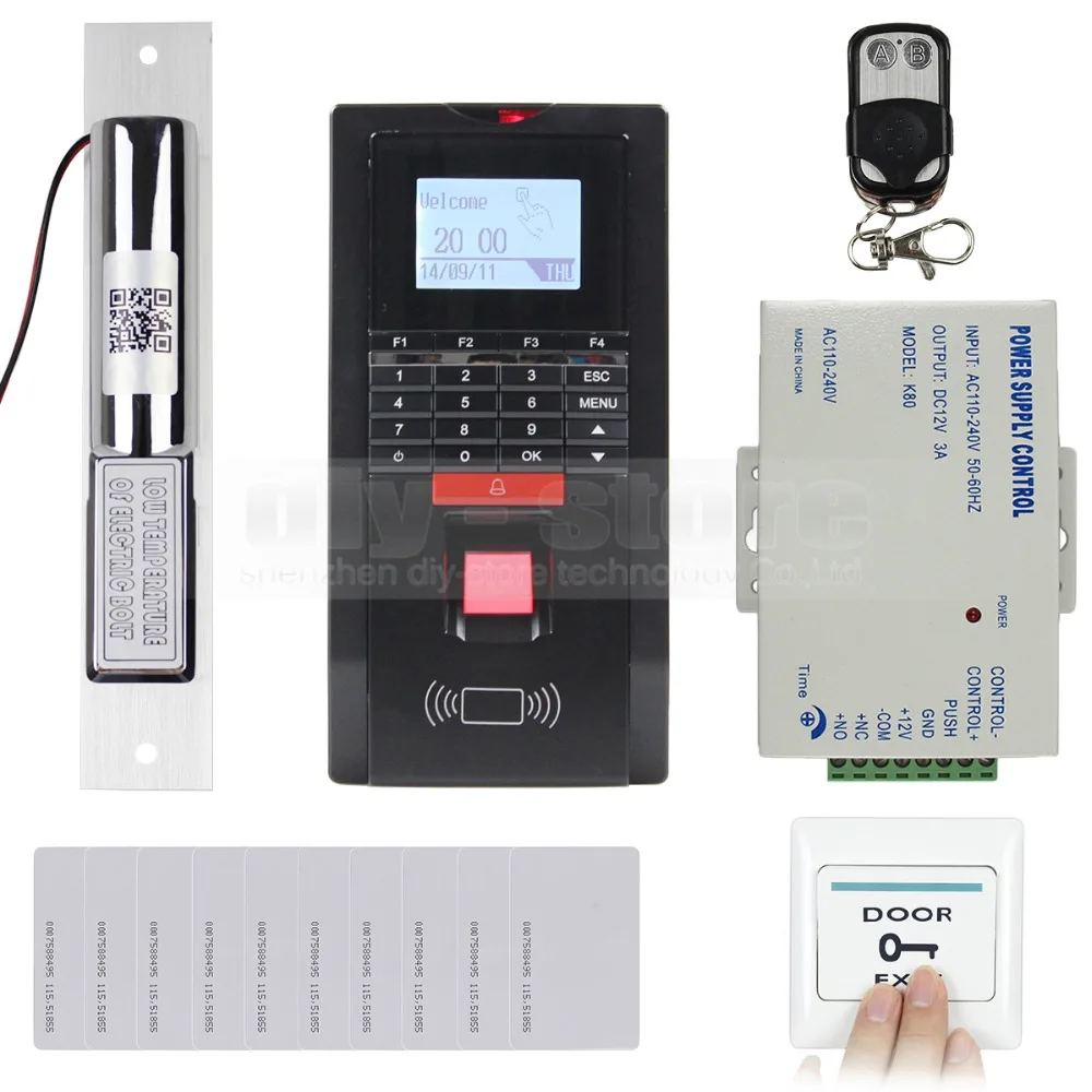 

DIYSECUR Full Complete Fingerprint And Id Card Door Access Control System +Drop Bolt Lock + Remote Control