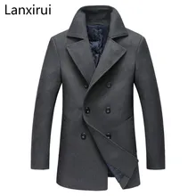 Новое зимнее шерстяное пальто для мужчин, теплое шерстяное и Смешанное пальто, толстая верхняя одежда, мужская деловая куртка с отложным воротником Ma440