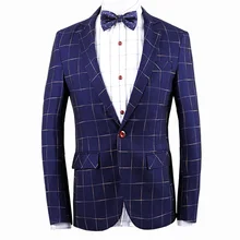 Plaid Blazer Men Costume Homme Large size Coat Blazer Masculino Brand Clothing 2016 Fashion Men Blazer Dress Suit Jacket