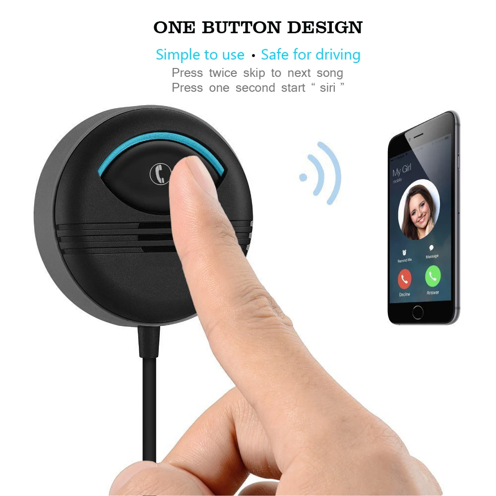 

Hand-free Bluetooth Receiver Connect AUX Bluetooth Handsfree Car Kit Car Version 4.1 Built-in Audio Noise Isolation Chip Display