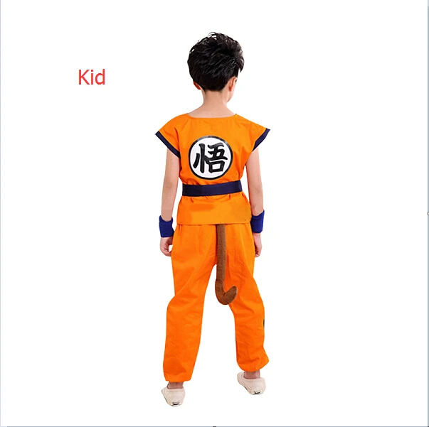 Kid Dragonball Косплэй Дракон Сон Гоку костюмированный бал логотип Косплэй костюм Костюмы для будущих мам равномерное Хэллоуин Карнавальный Kid Взрослый - Цвет: Kid