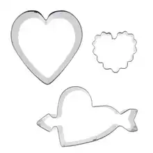 Сердце, волны сердце, любовь стрелка в форме сердца 3 шт. печенье резки формы, выпечки инструменты, украшения торта мягкие конфеты инструменты