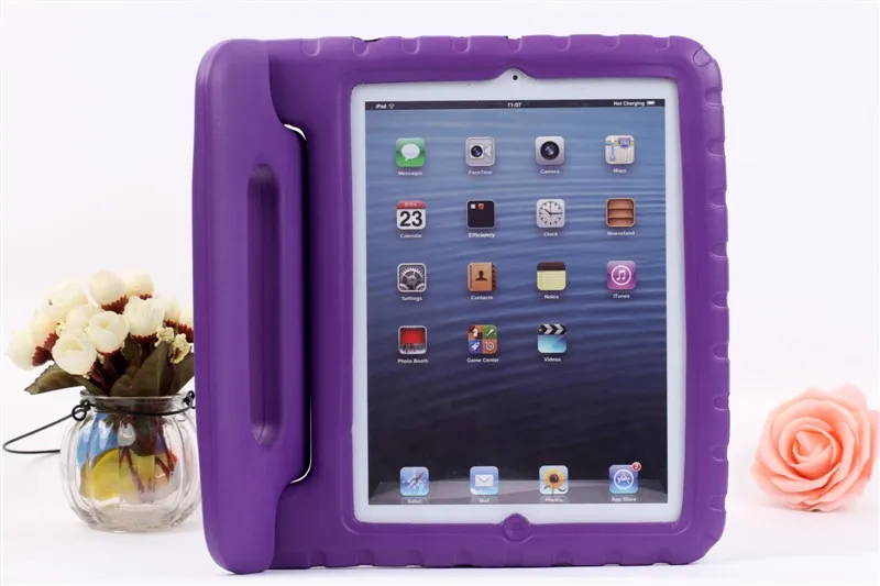 Для Apple iPad 5 EVA пены противоударный чехол для iPad Air iPad 5 принципиально Coque Для детей ручка стенд защитная крышка чехол - Цвет: Фиолетовый