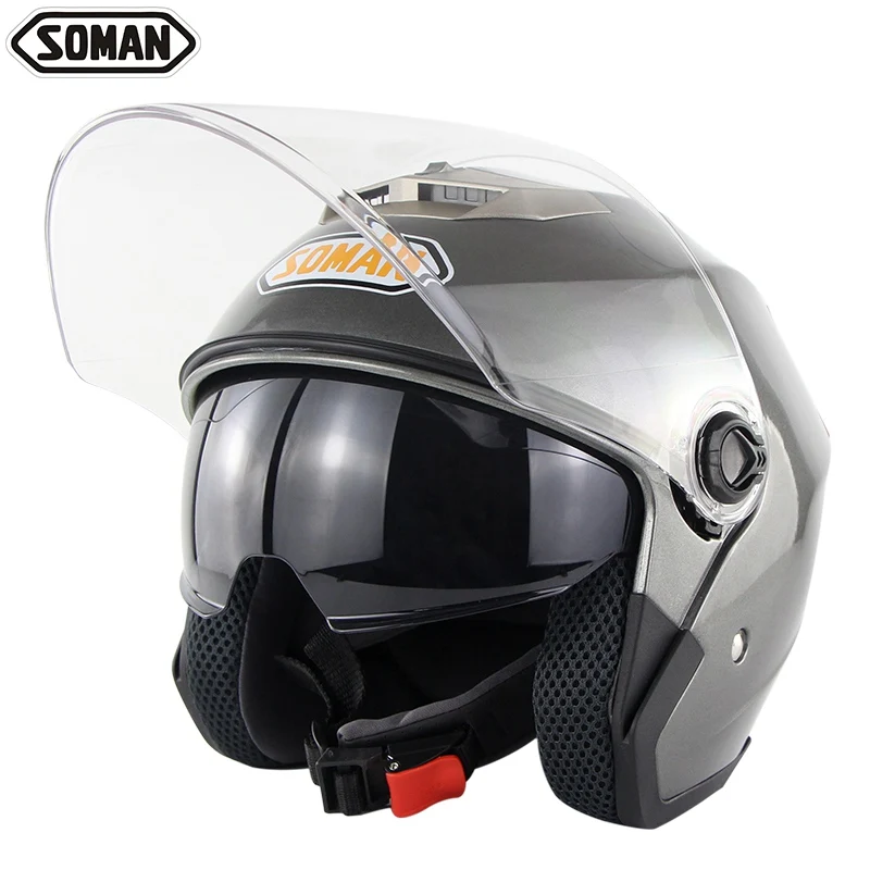 SOMAN SM517 двойной козырек скутер шлемы Чоппер Винтаж Casco мотоциклетный шлем мото открытый шлем точка утверждения