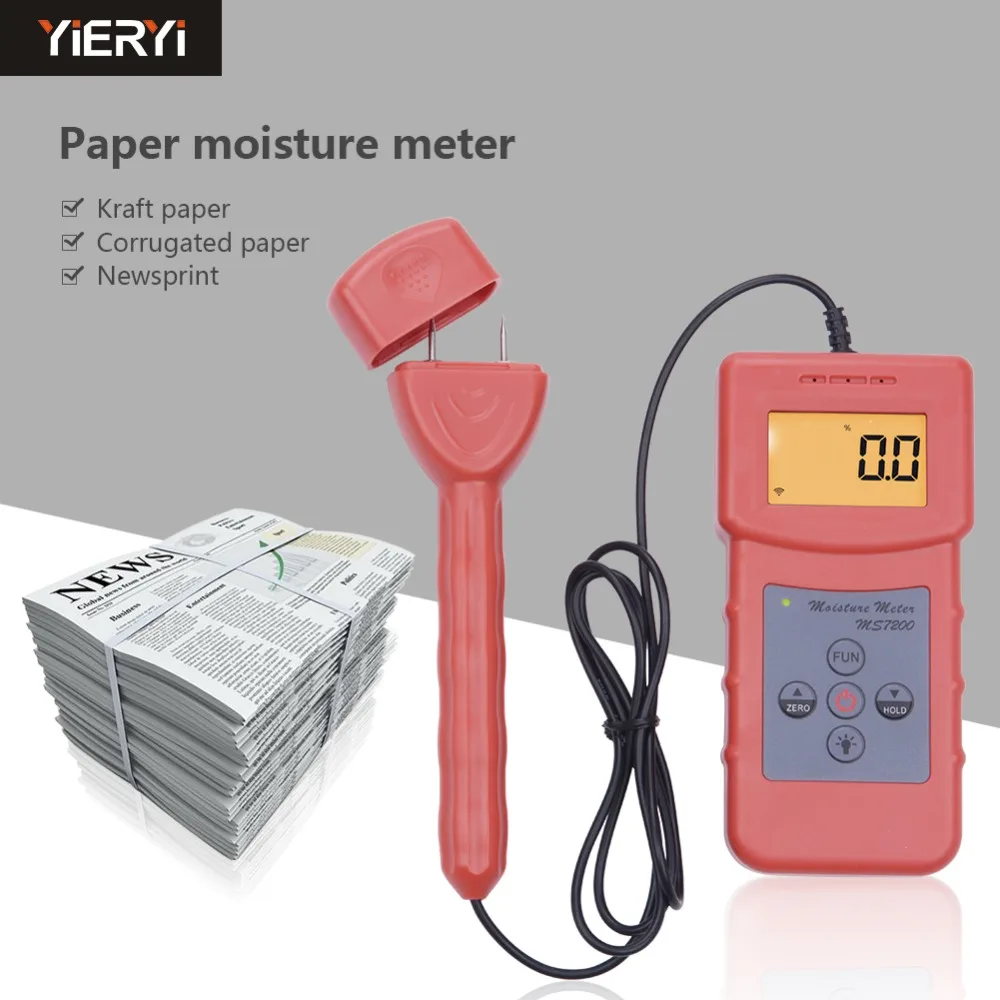 

Yieryi MS7200+ Handheld Digital Wood Moisture Meter for Timber Paper Bamboo Concrete Floor professional high precision